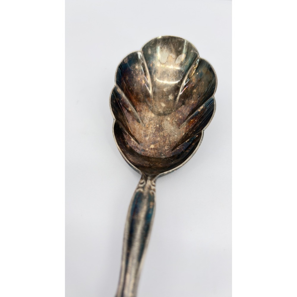 International Silverplate Shell Casserole Serving Spoon 9 Inch Ornate Floral